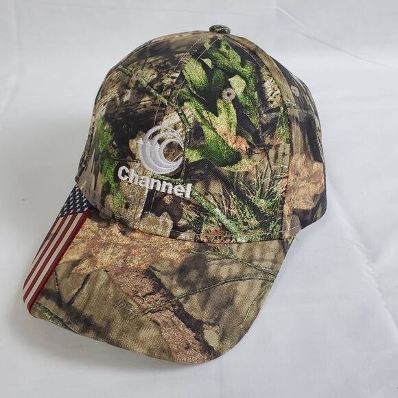 Channel Seed Camo Hat USA Flag Bill Adjustable Cap Mossy Oak RealTree Patriotic - Picture 1 of 6